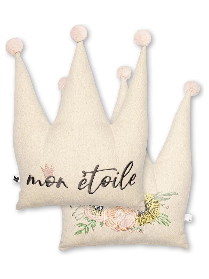 Coussin Mon etoile fleurie   Beige