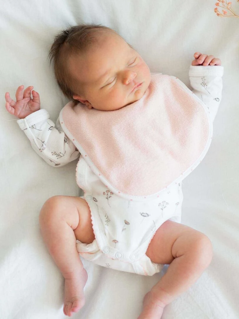 Lot de 7 bavoirs de naissance à velcro roses Rose