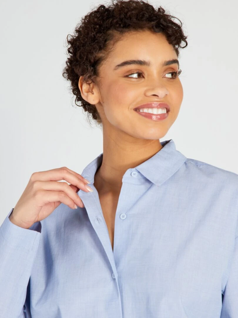 Ensemble pyjama long chemisier + pantalon 2 pièces Bleu