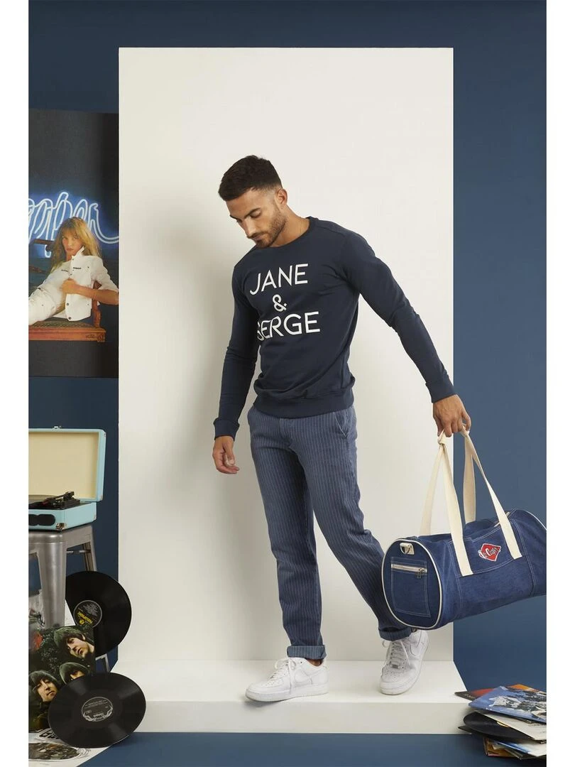 Lee Cooper Pull coton regular fit EZIM Bleu marine
