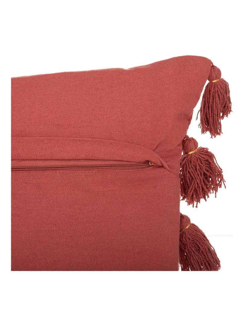 Coussin gypsy avec pompons   Rouge cerise