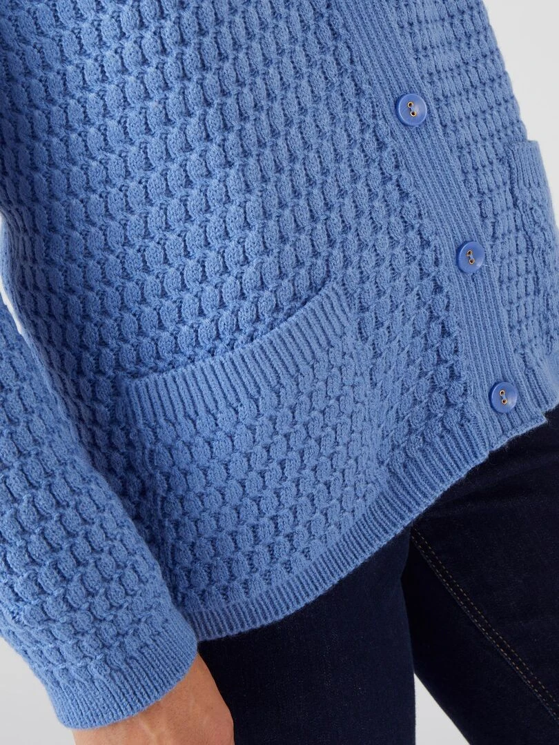 Gilet maille fantaisie Damart Bleu