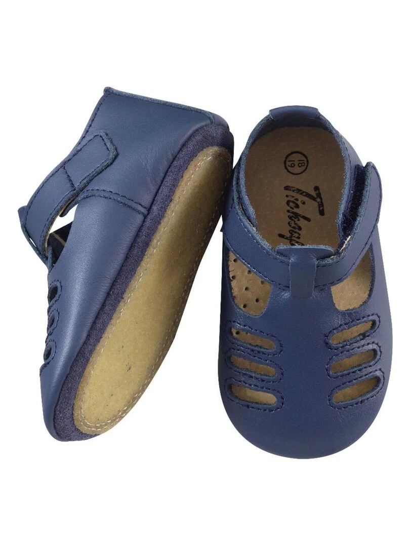 Chaussures bébé cuir souple Tibilly marine   Bleu Bleu