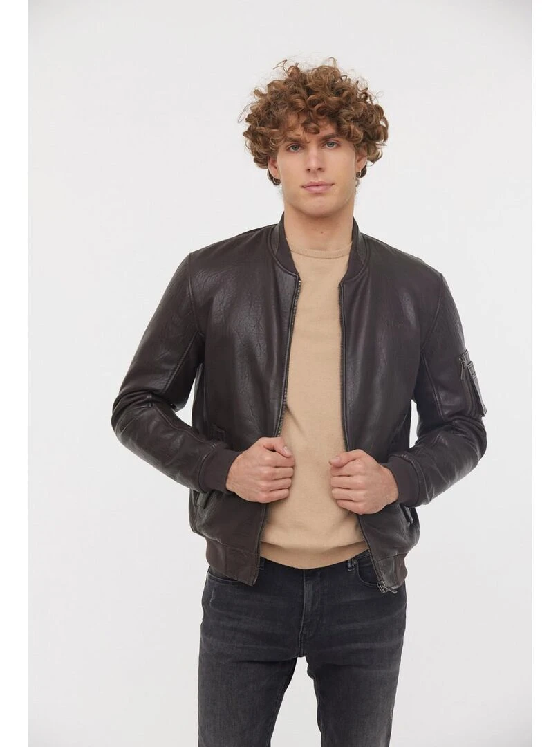 Lee Cooper Blouson cuir YEEL Marron foncé