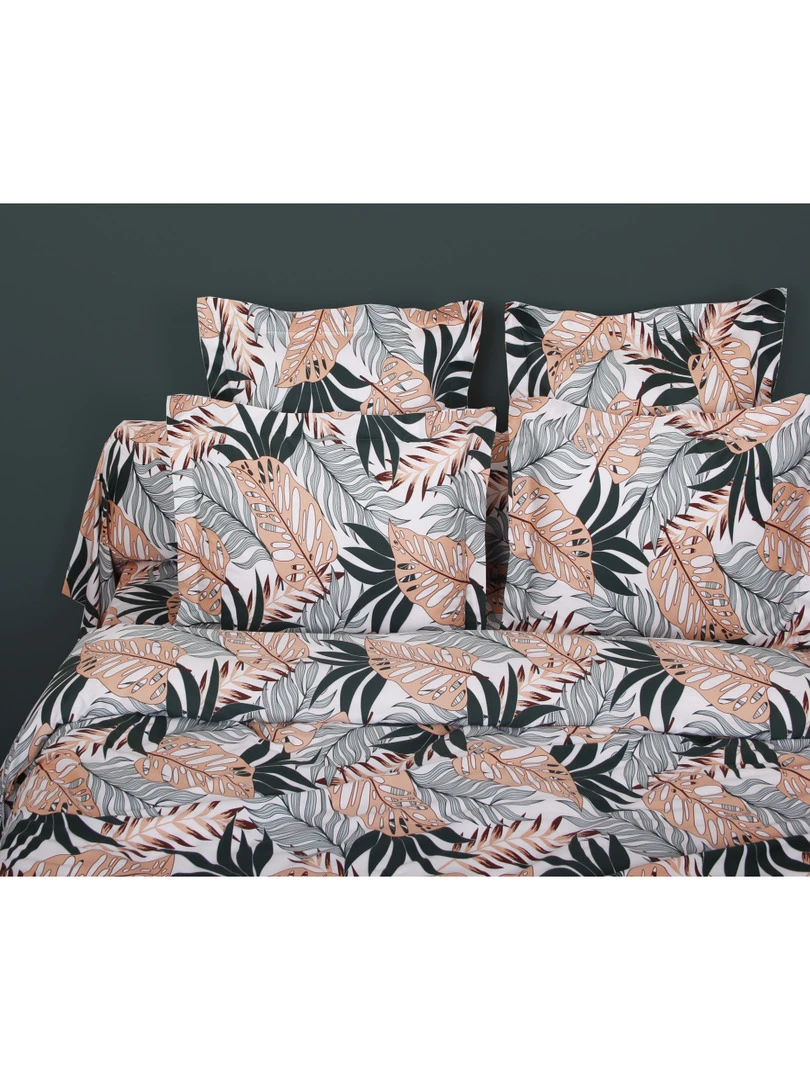 Blanc Avenue Lot De 2 Taies D'oreiller 50x70 Cm Satin De Coton Imprimé Multicolore