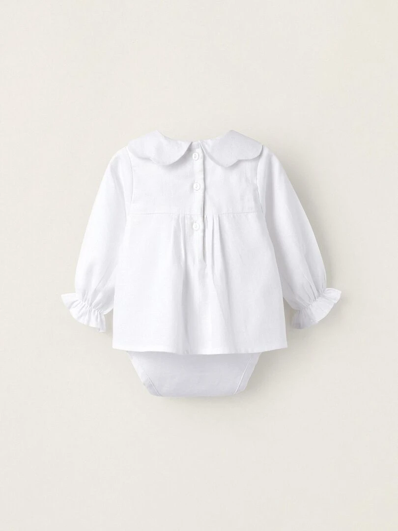 Bodies Blouse à manches longues avec volants pour nouveau né manches longues BALMORAL'S AFTERNOONS Blanc