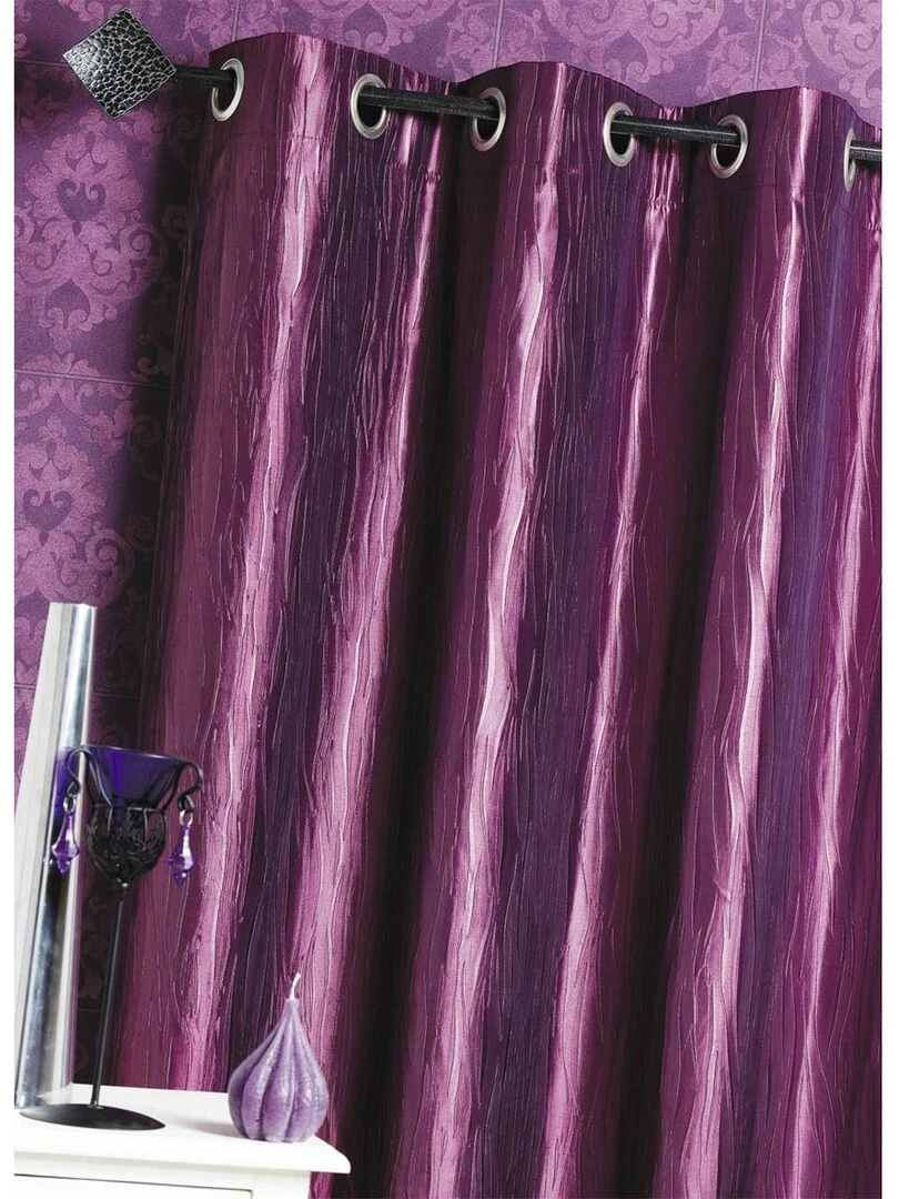Rideau d'Ameublement en Taffetas Froissé Violet prune