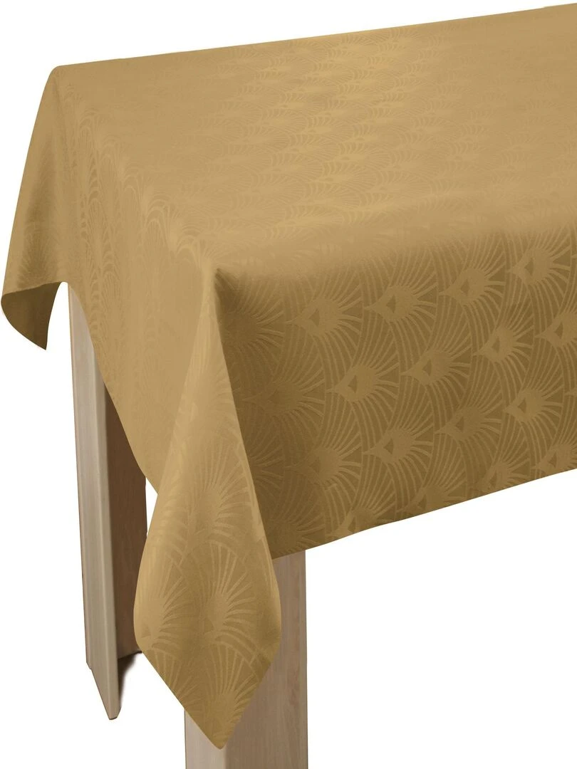 Nappe Anti taches Damassée Safran   150 x 200 cm   Jaune moutarde