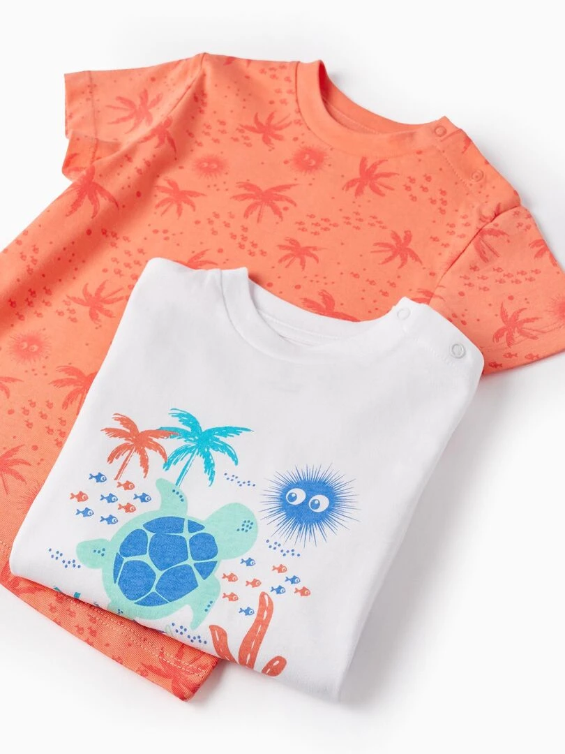 2 T Shirts En Coton Pour Bébé Garçon 'Animaux Marins' manches courtes EXPLORING AUSTRALIA   Blanc