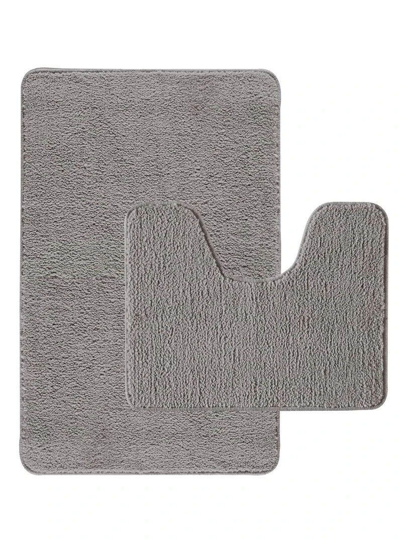 Guy Levasseur Lot de 2 tapis de bain polyester uni 50x80cm + contour 50x40cm gris Gris