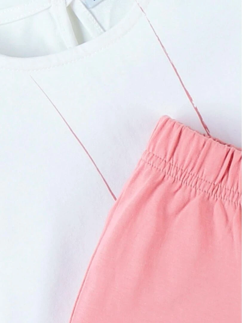 Pyjama 2 pièces girafe en jersey  écru/blush   Noukie's   Rose