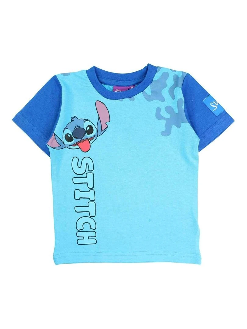 Disney T shirt garçon imprimé Lilo Et Stitch en coton Bleu