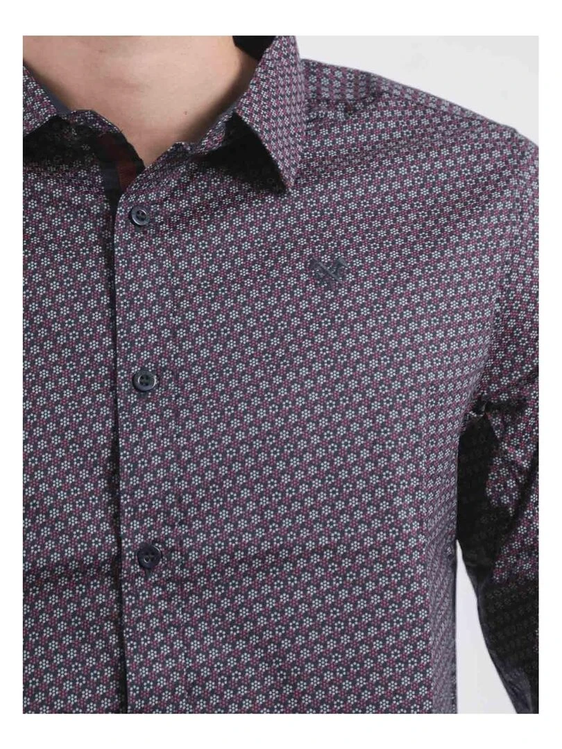 Chemise manches longues motifs TRIXI   Bleu marine