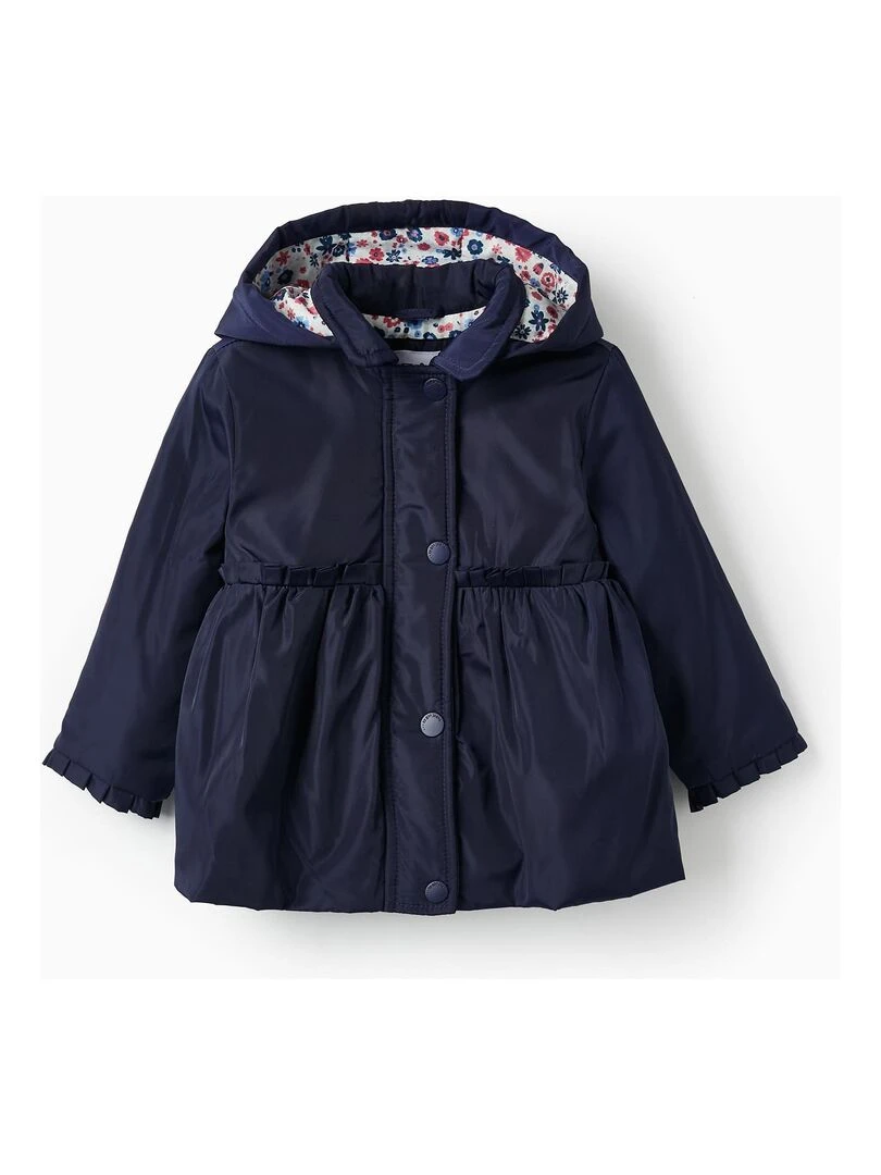 Parka avec Capuche et Volants pour Bébé Fille SPRING BEGINS Bleu foncé