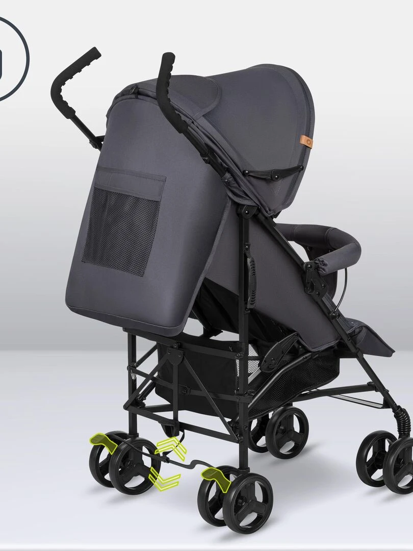 LIONELO Elia   Poussette bébé canne compacte   De 6 à 36 mois   Accessoires inclus   Gris   gris anthracite