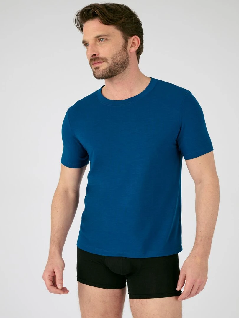 T shirt manches courtes thermorégulant Evolutyl Damart Bleu