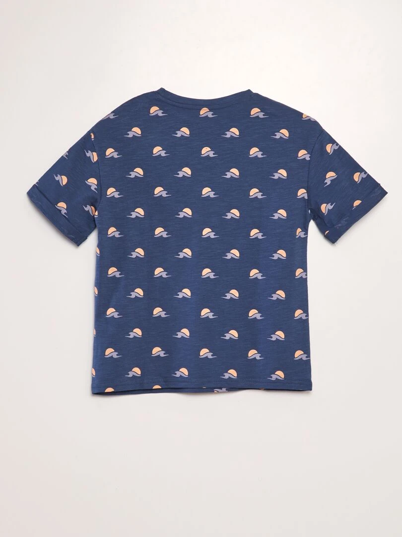 T shirt imprimé forme loose   Bleu vague