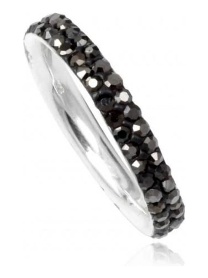 Bague anneau en argent strass Bijoucolor Noir