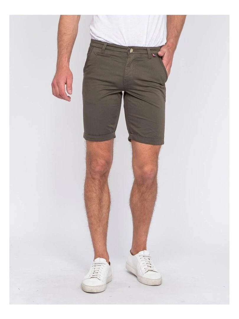 Bermuda chino slim BANIKO Vert kaki clair