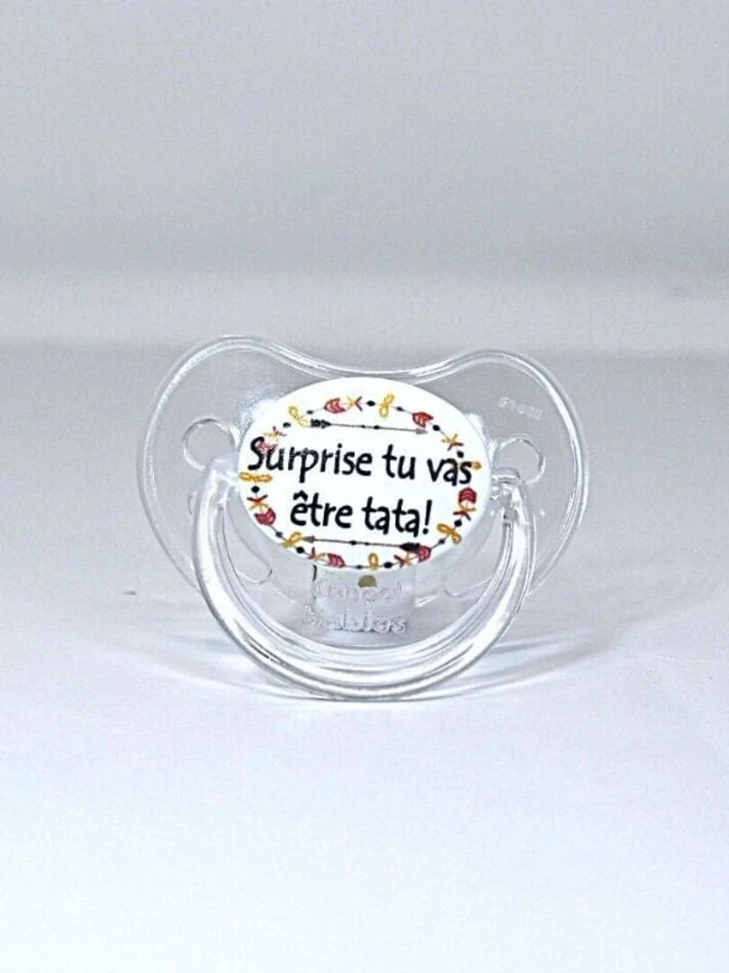 Sucette " Surprise tu vas être tata ! " Blanc