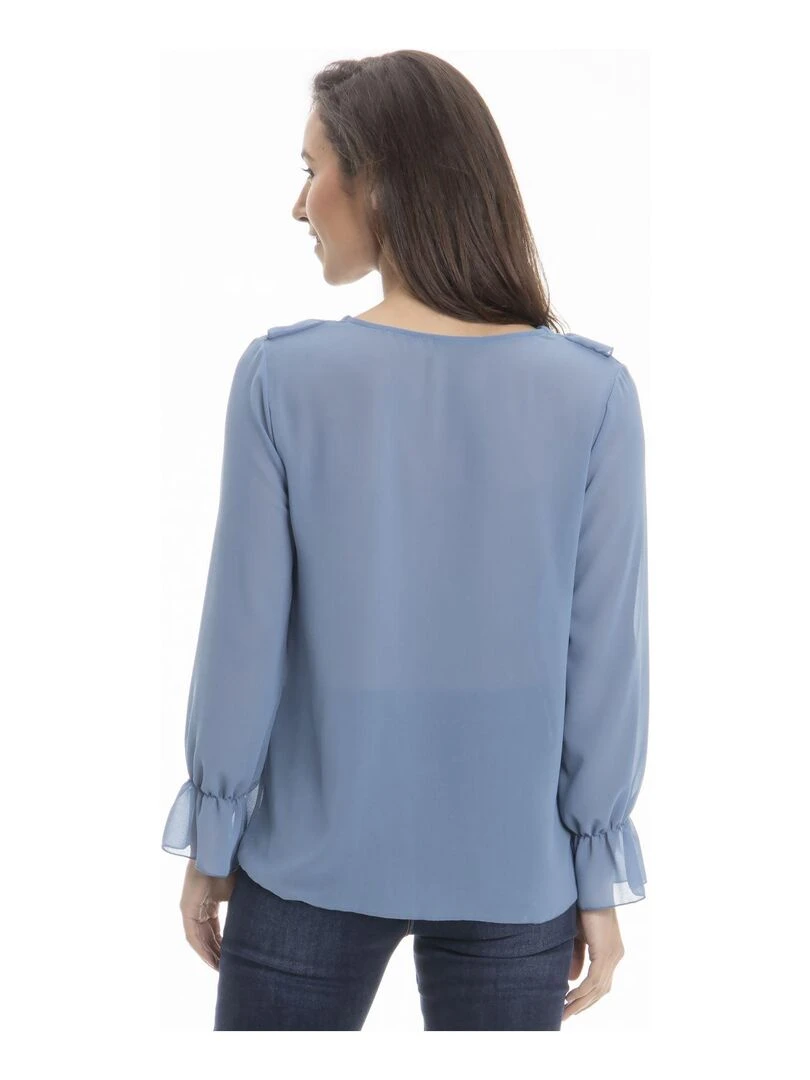 Chemise col tunisien CAROLE   Gérard Pasquier   Bleu foncé