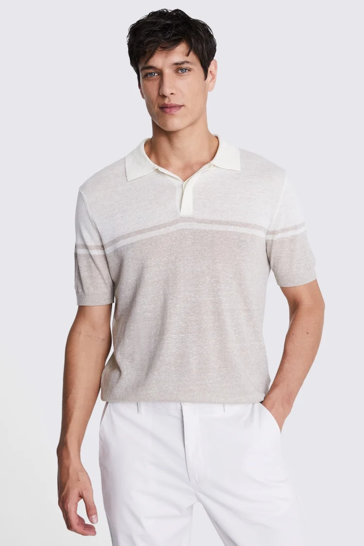 Pink & Green Open Knitted Skipper Polo   Buy Online at Moss