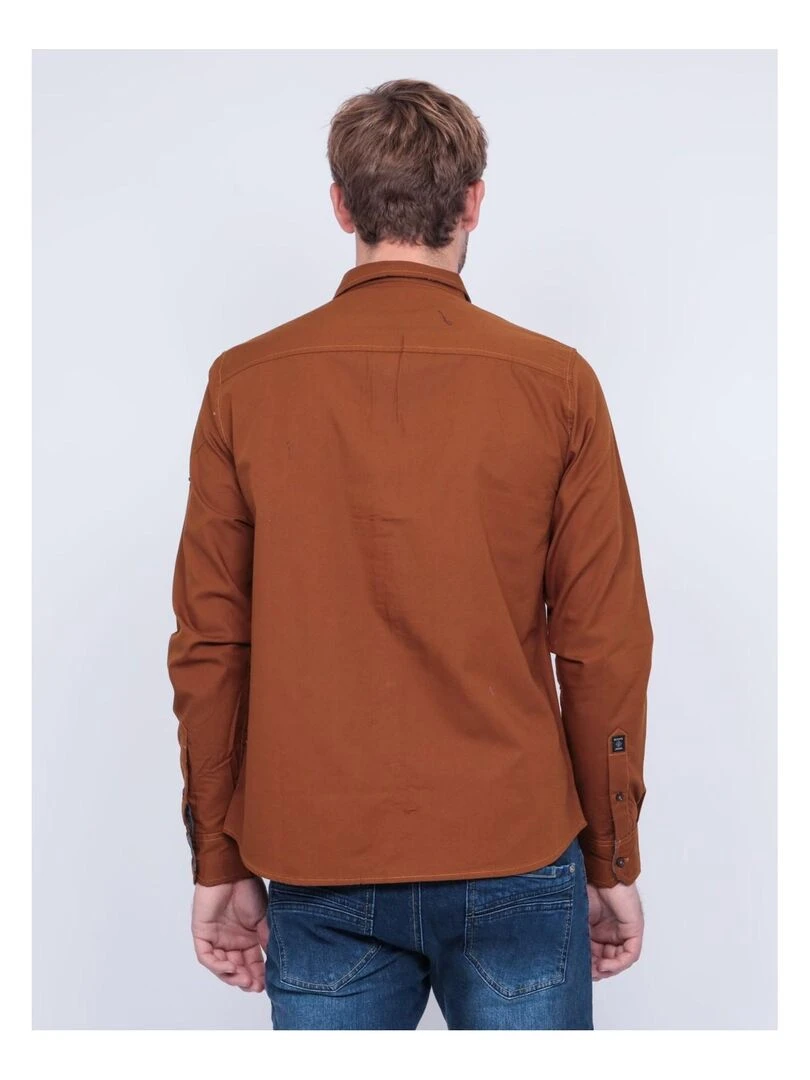 Chemise manches longues pur coton TYREX Marron