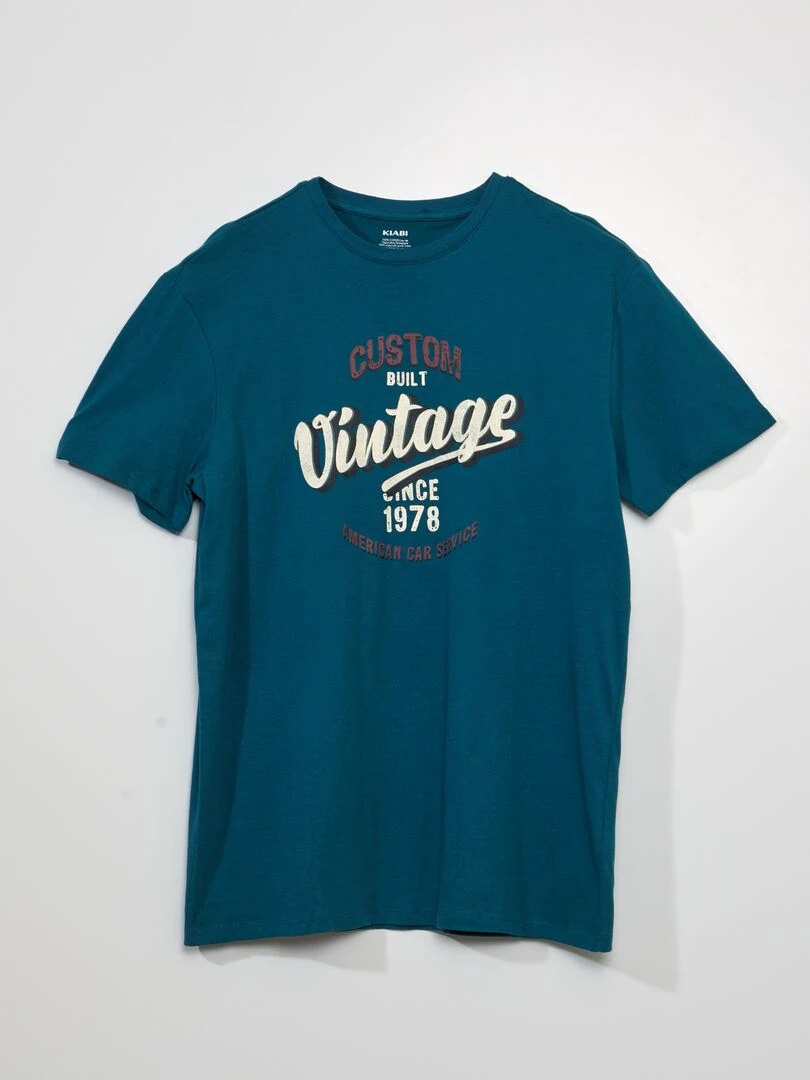 T shirt manches courtes avec imprimé Bleu