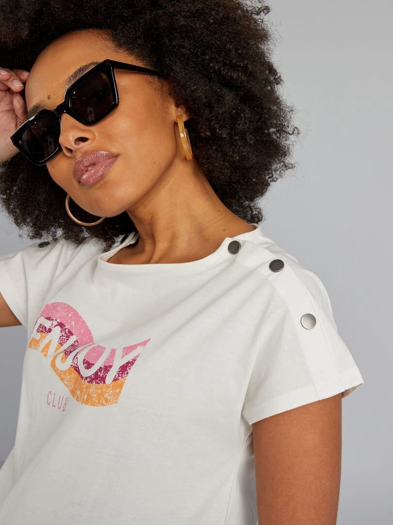 T shirt d'allaitement avec col boutonné   Blanc