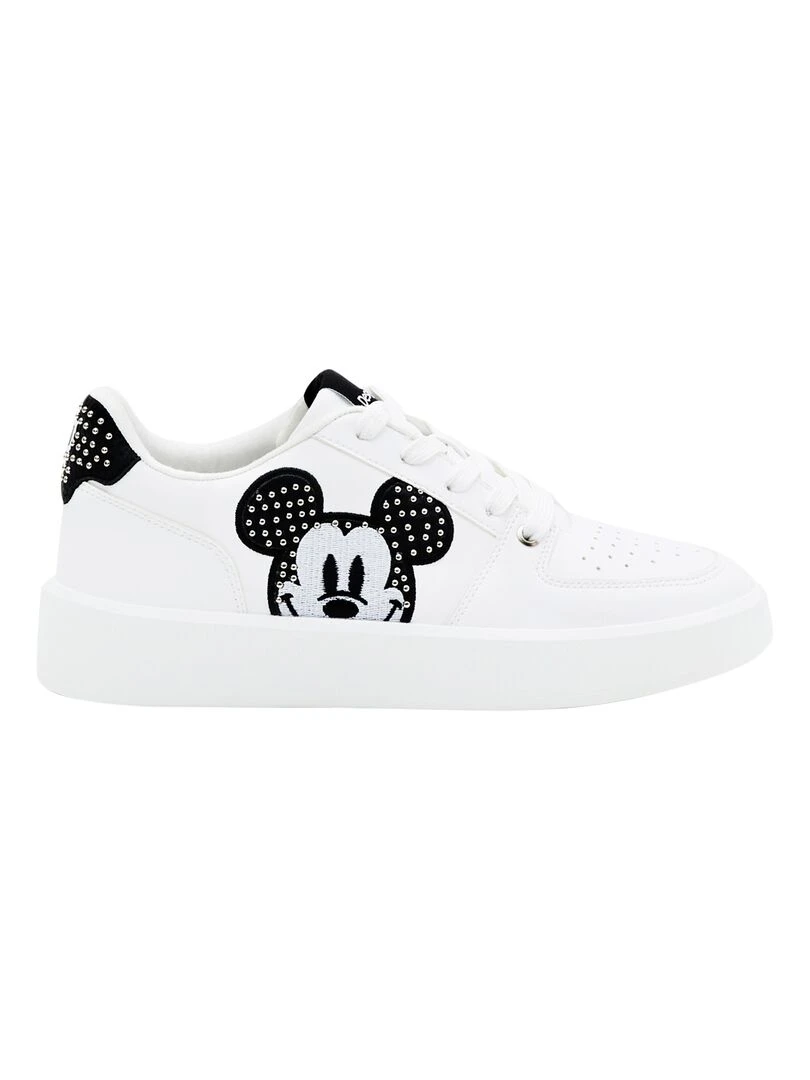 Basket à Lacets Desigual Fancy Mickey Studs Blanc