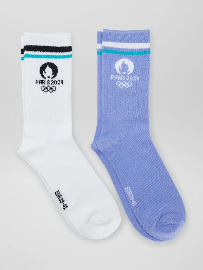 Lot de 2 chaussettes sport Paris 2024 Bleu/blanc