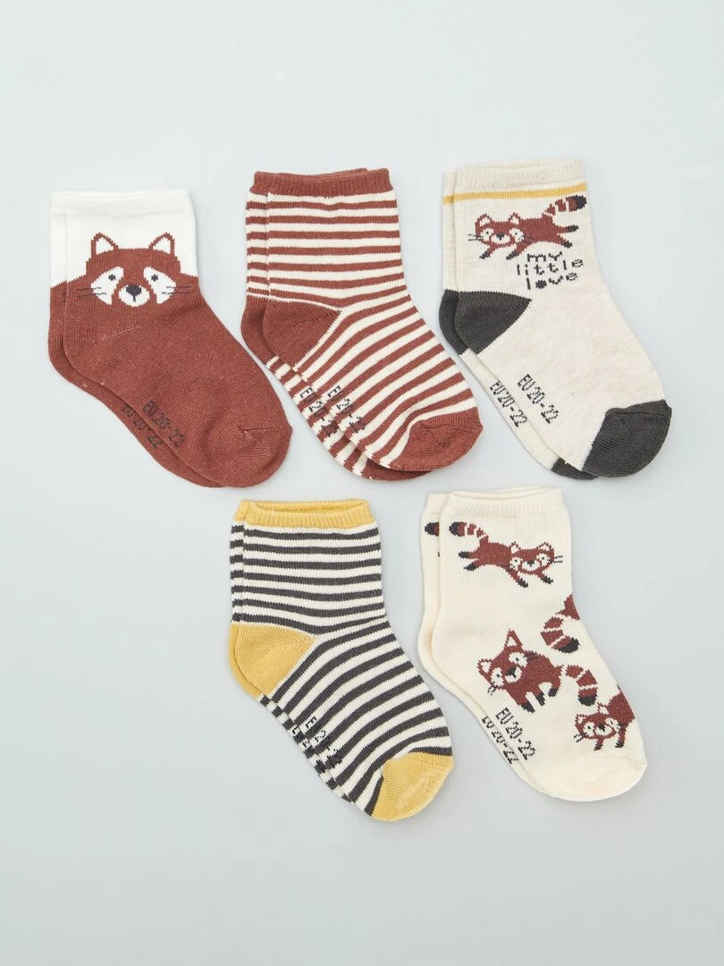 Lot de 5 paires de chaussettes en maille stretch Marron