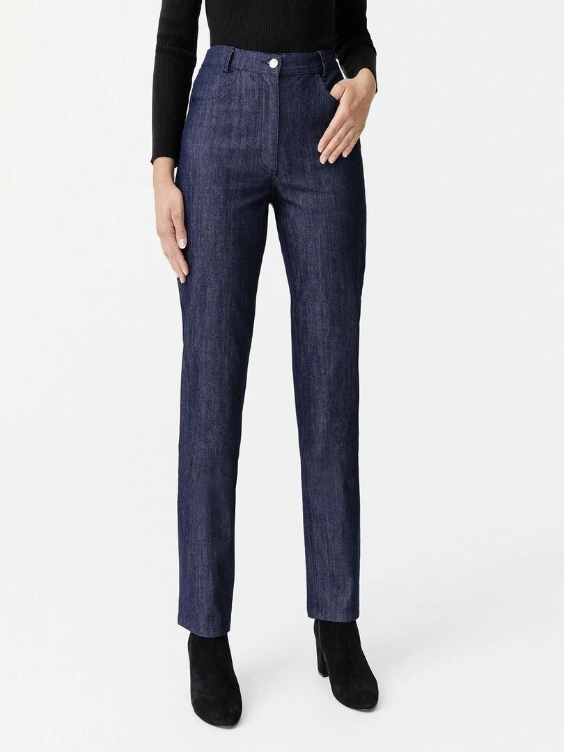 Pantalon stretch en toile Damart Bleu foncé