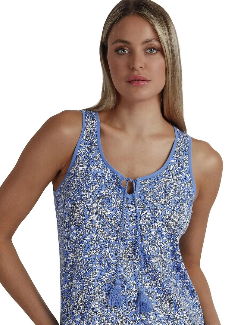 Chemise de nuit sans manches Love Cachemire   Bleu