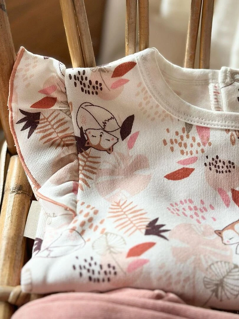 Ensemble bébé sweat shirt et pantalon en molleton Machu Picchu   Rose