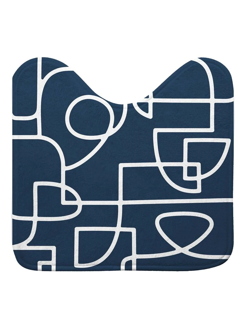 Tapis contour de WC 45 x 45 cm Labyrinthe Bleu