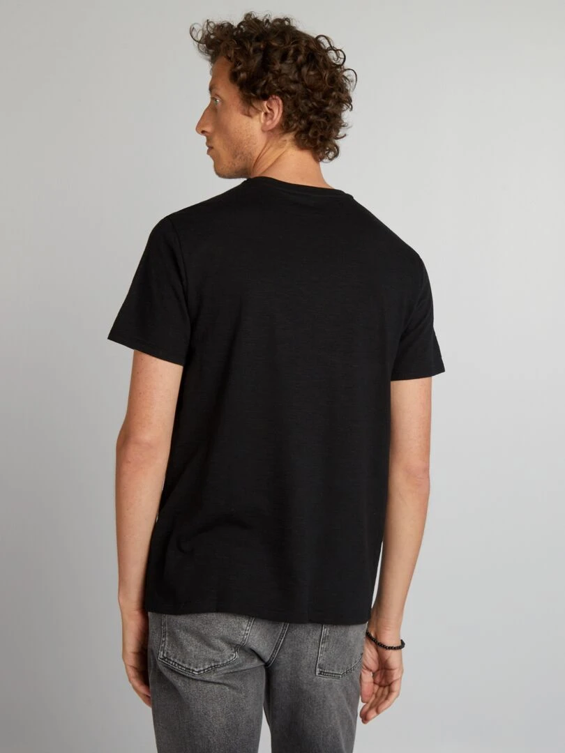 T shirt en jacquard à col rond   noir