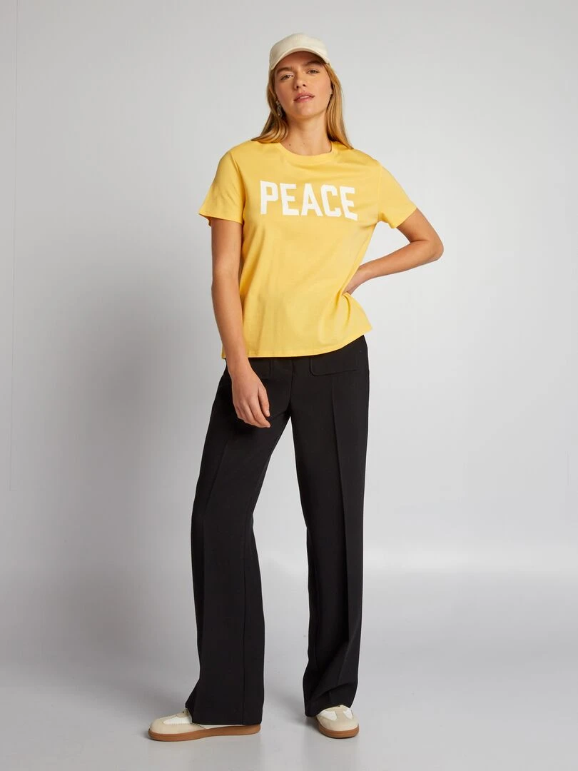 T shirt en jersey imprimé Jaune