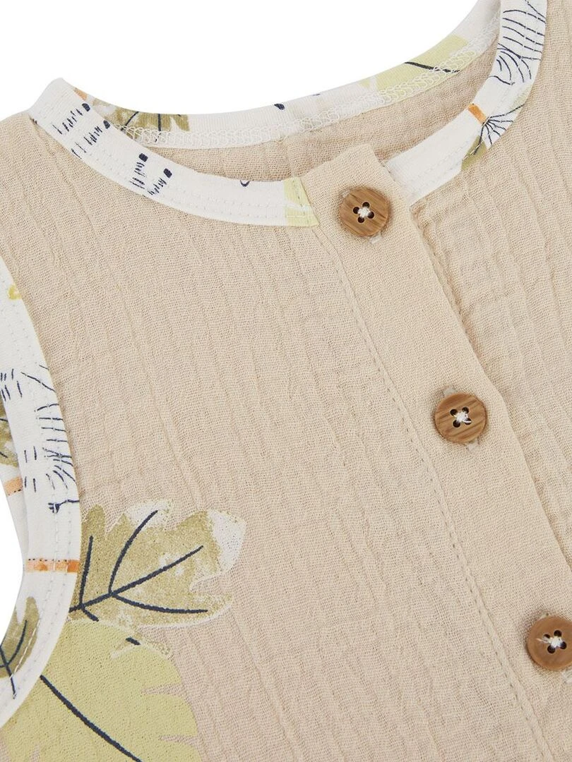 Combishort bébé en gaze de coton Zagora   Beige sable