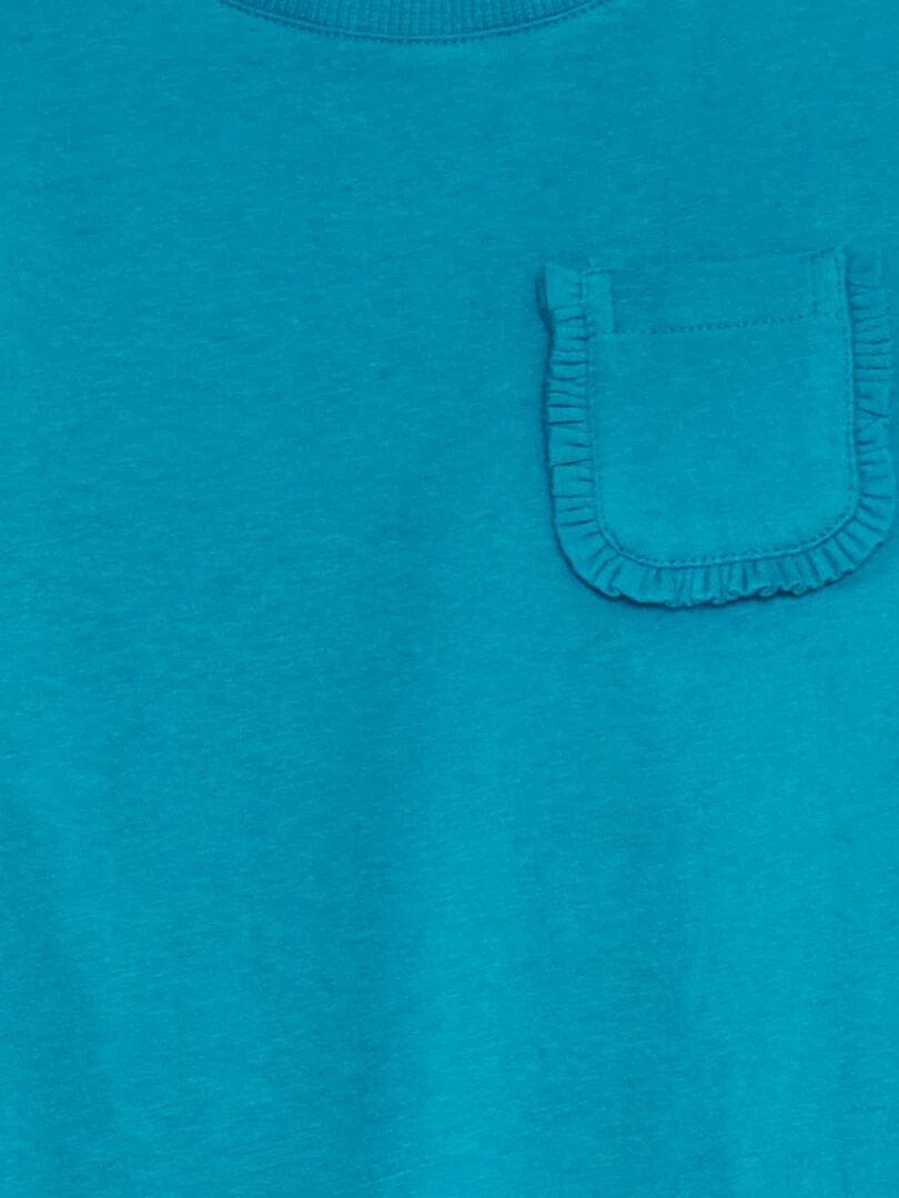 T shirt uni avec poche Cyan