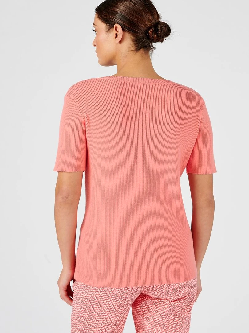 Pull jeu de côtes fantaisie.   Damart   Rose