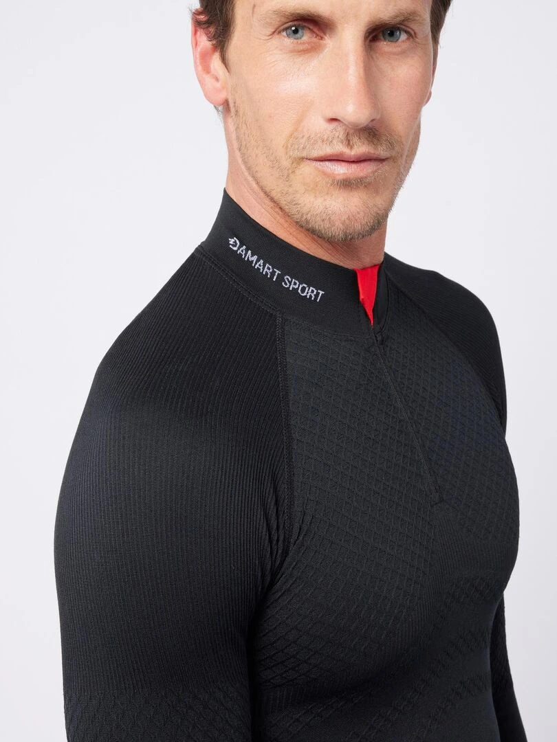 T shirt col zippé Energy 3 Thermolactyl homme DamartSport Noir