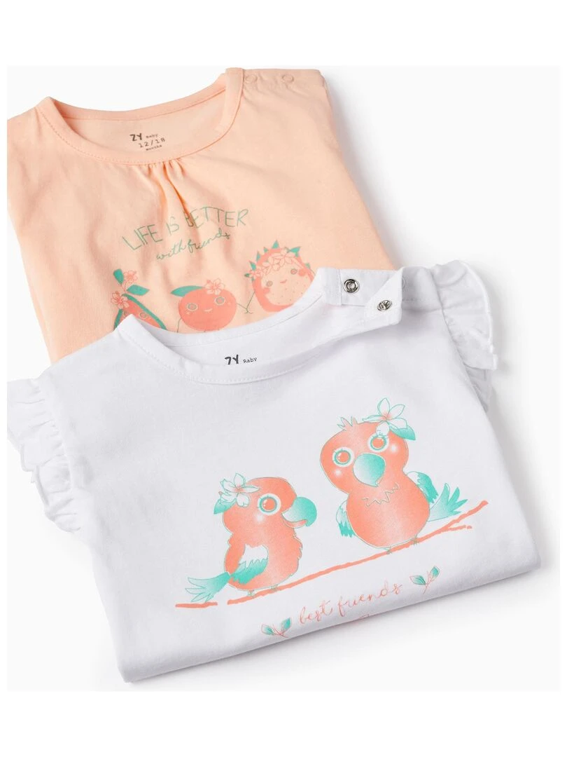 Pack 2 Pyjamas pour Bébé Fille 'Tropical Friends' manches courtes FIJI ISLANDS Multicolore