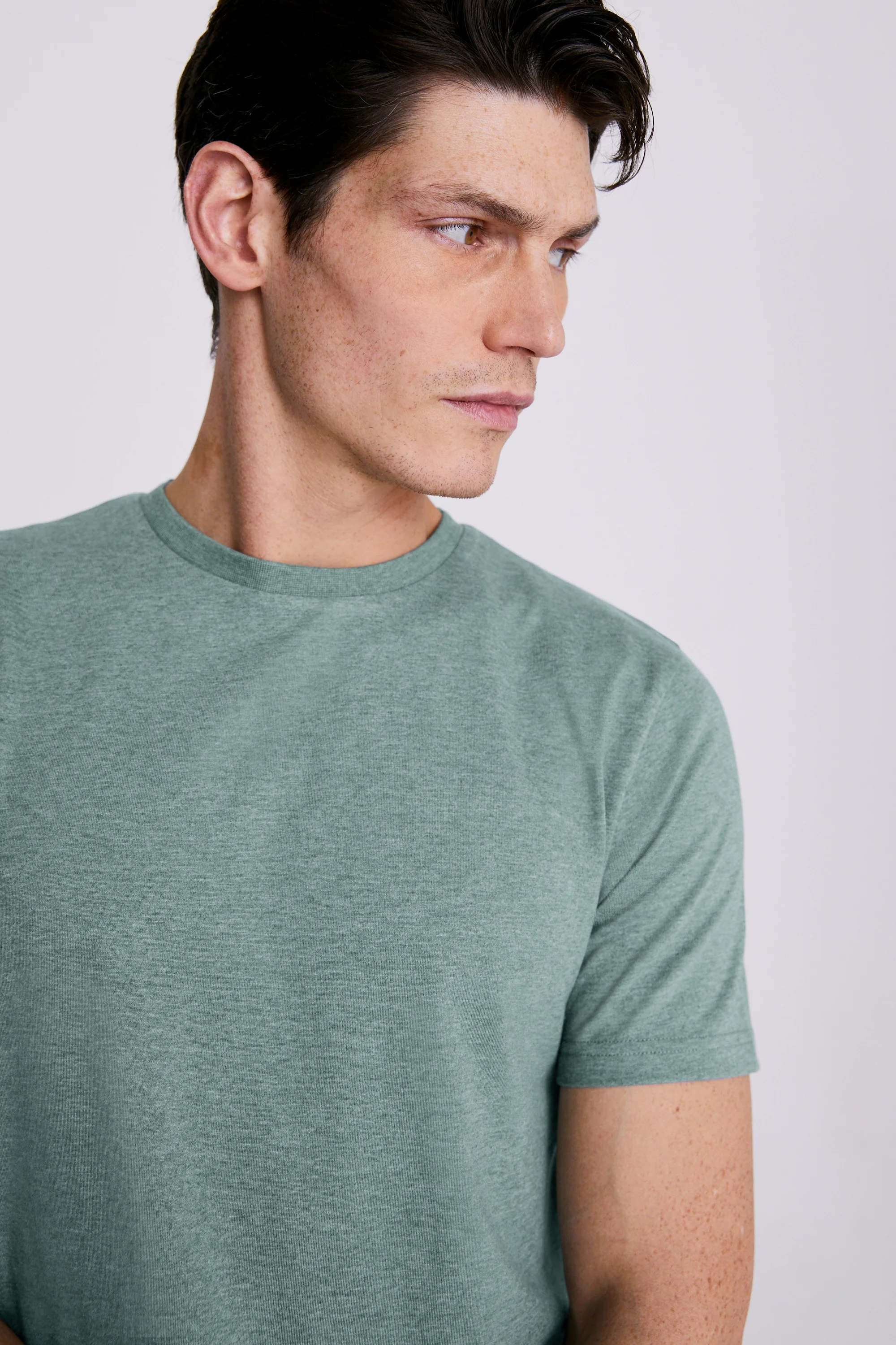 Sage Melange Crew-Neck T-Shirt   Buy Online at Moss