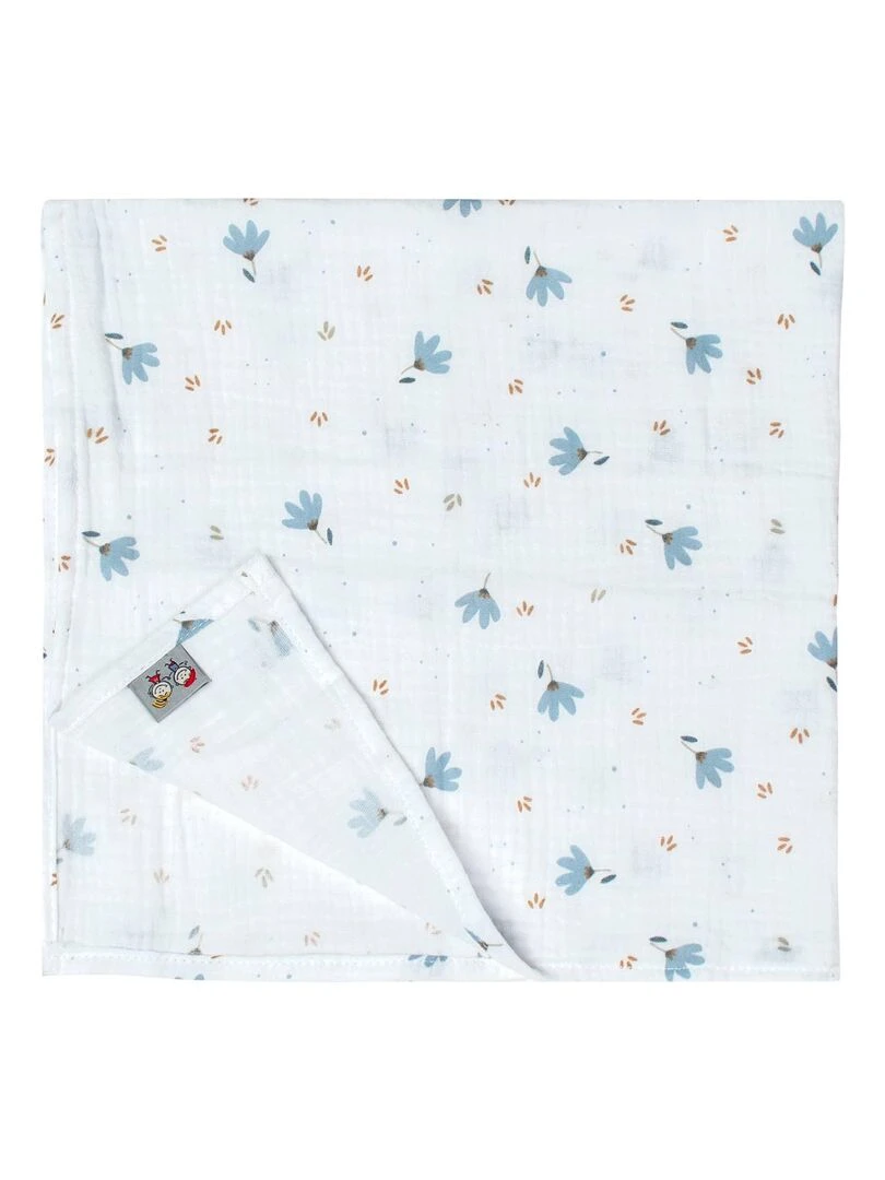Lange en gaze de coton Bleuet Blanc
