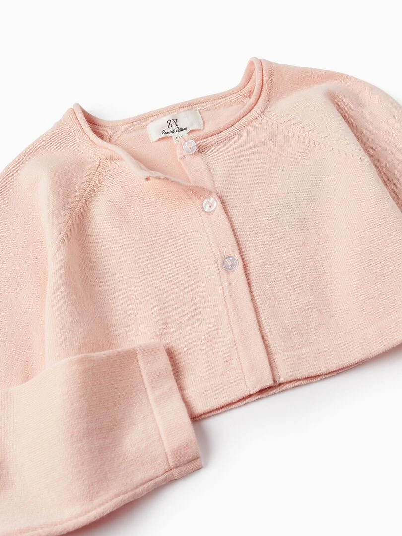 Gilet en Maille Boléro pour Fille  CÉRÉMONIE   Rose foncé