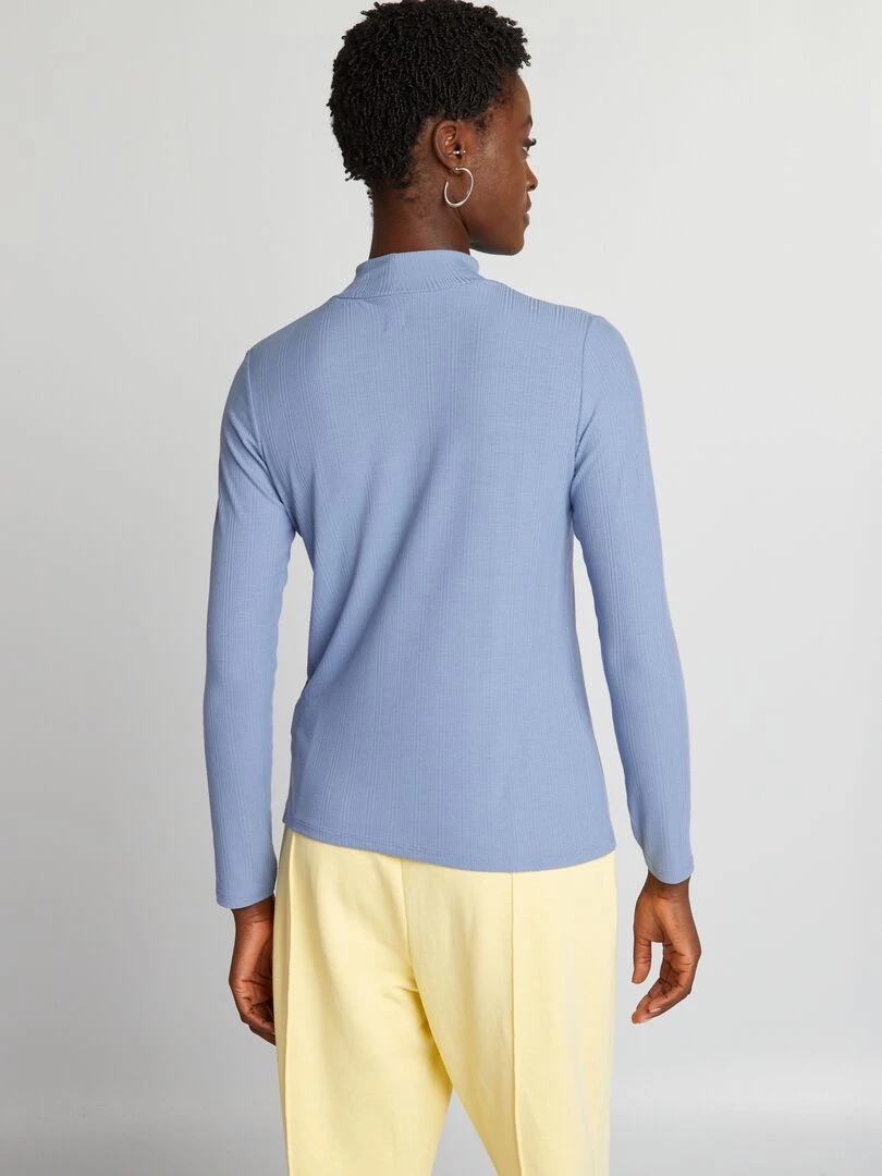 Sous pull en maille côtelée   Bleu