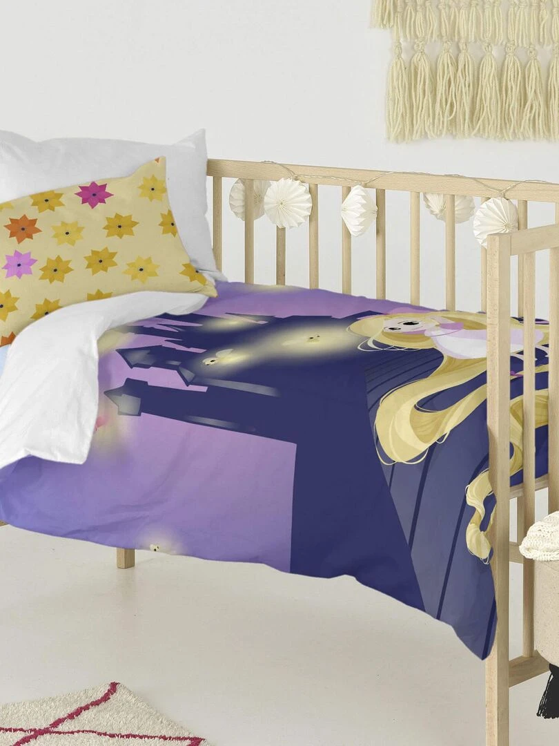 Parure housse de couette 2 pièces Long braid Lit Bébé "Happyfriday" Jaune