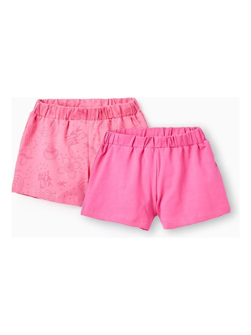 2 Short en Jersey de Coton pour Bébé Fille Rose