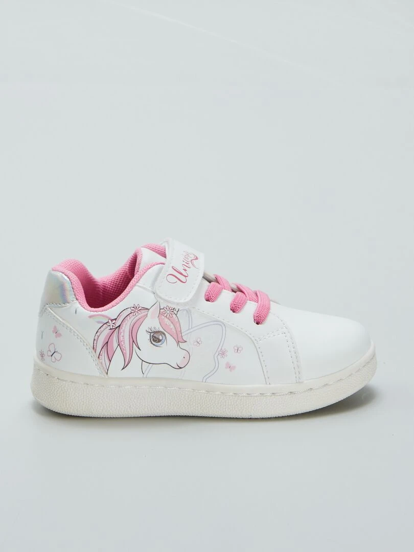 Baskets à scratch ‘licorne’ blanc